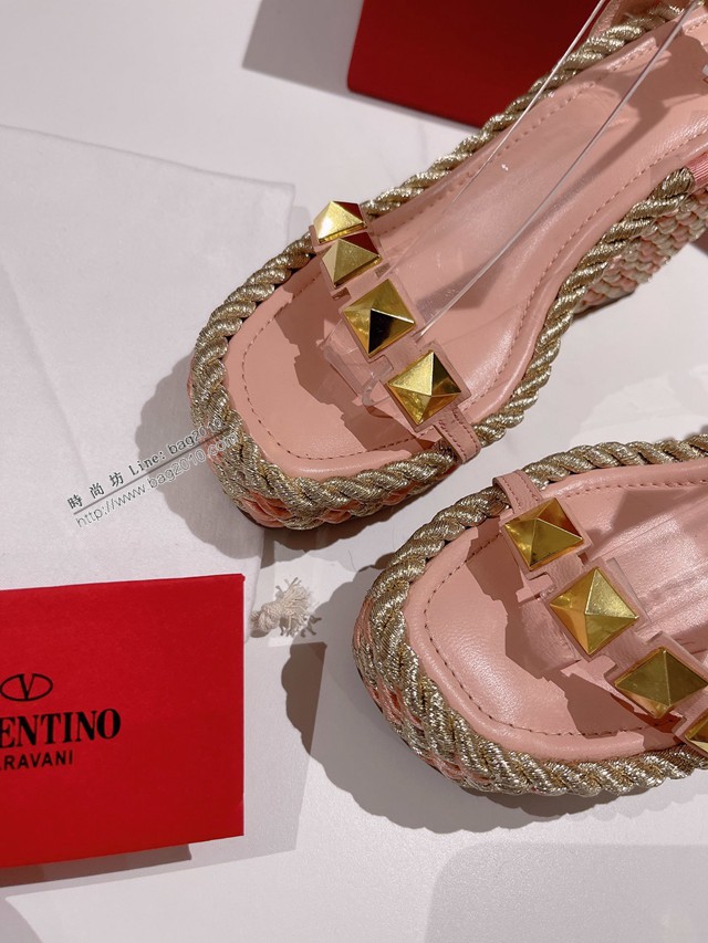 Valentino鉚釘坡跟涼鞋 華倫天奴2022年最新款女士涼鞋 dx3265